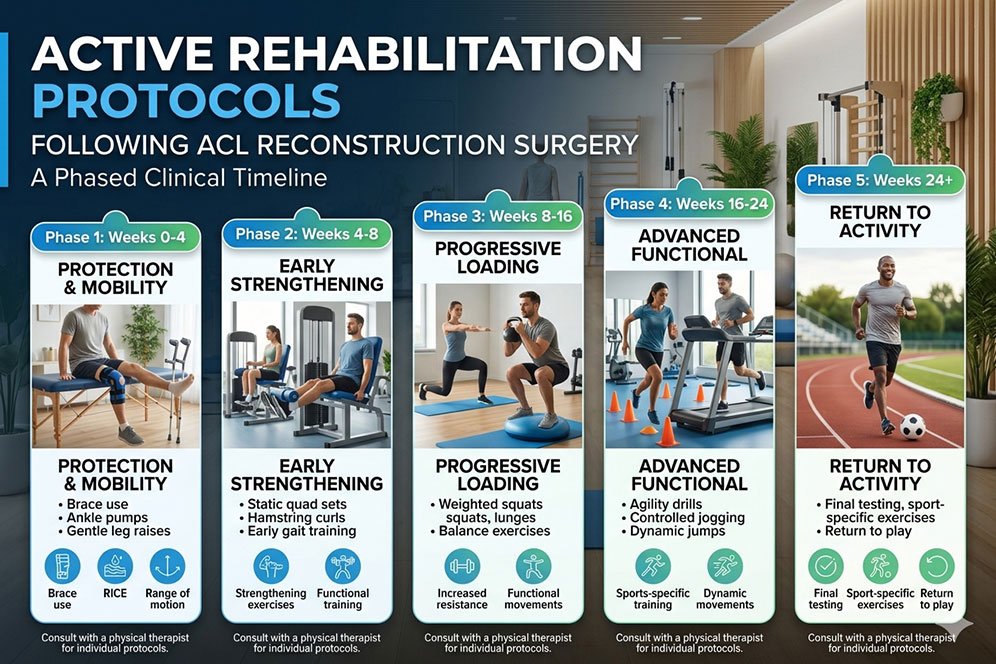 Active Rehabilitation Protocols Following ACL Reconstruction Surgery - A Phased Clinical Timeline